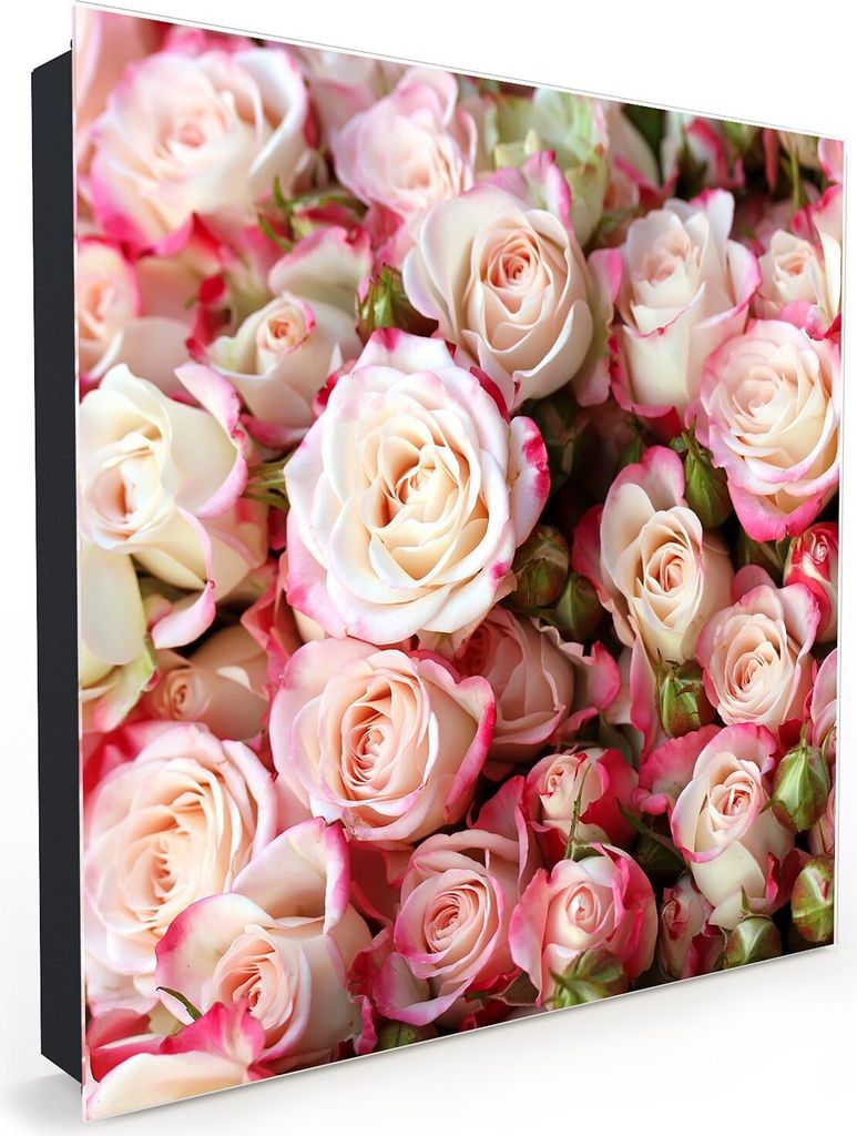 Nachbildung-Schlüsselkasten, Magnetpinnwand und Memoboard mit Glasfront Motiv Rosenmeer