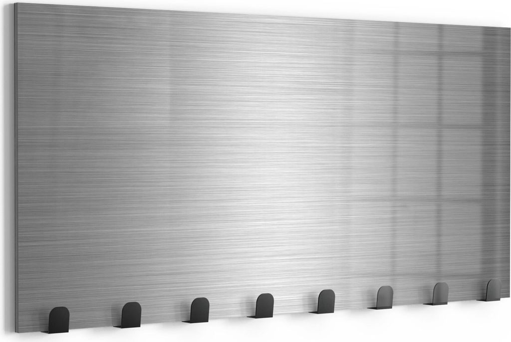 DEQORI Kleiderhaken Glas 60x30 cm 'Gebürstetes Aluminium' Wand Garderobe beschreibbar