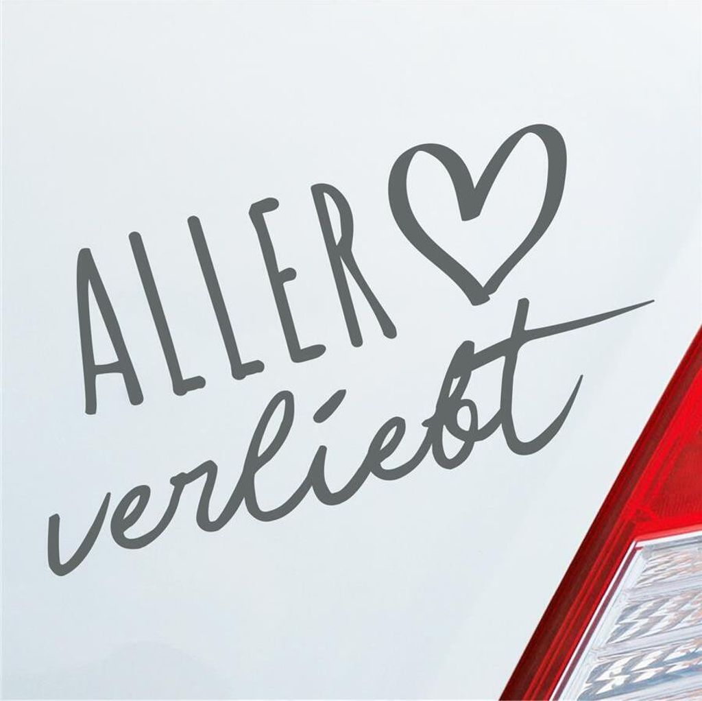 Auto Aufkleber Aller verliebt Herz Fluss Wasser Water Liebe Car 19x10 cm Grau Sticker Heckscheibenaufkleber