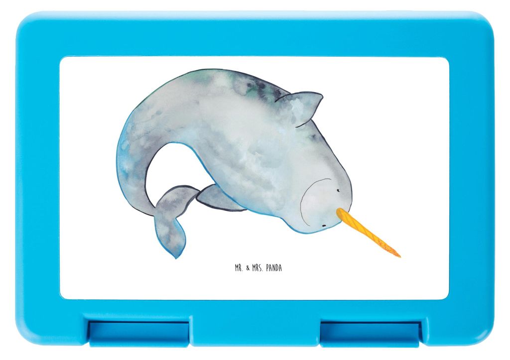 Mr. & Mrs. Panda Bento Box Narwal - Weiß - Geschenk, Bentobox, Aufräumen, Lunchbox, Vorratsbehälter, Vesperbox, Kinderzimmer, Wal, Putzen, Vorra...