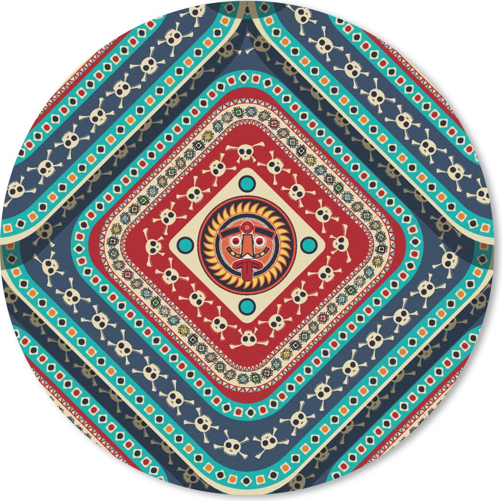 MuchoWow Mauspad Mousepad Azteken - Muster - Totenkopf 20x20 cm - Mousepads - Maus Mat - Pad - Mausunterlage - Schreibtischmatte