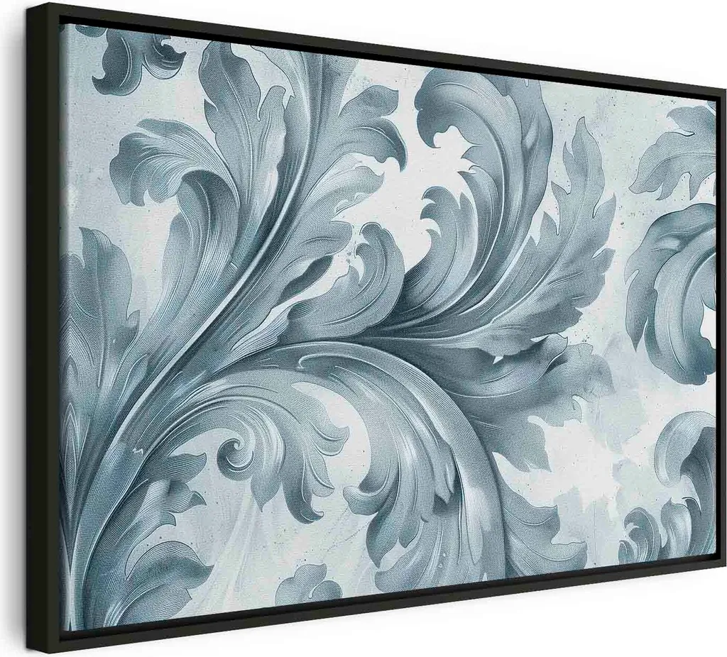 Decorazione Parete Barocco Moderno Grigio-Blu 60x40 - Quadro su Tela