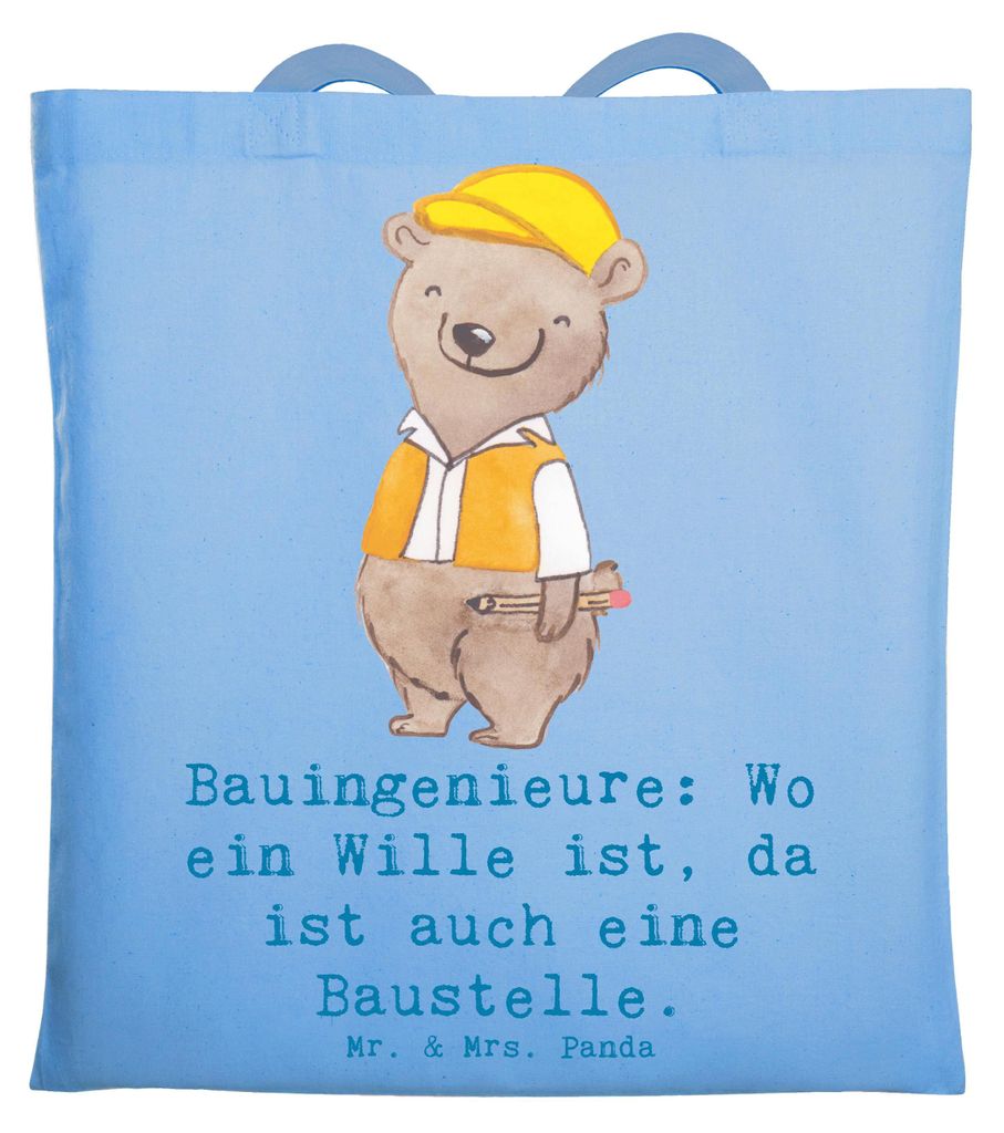 Mr. & Mrs. Panda Jutebeutel Bauingenieur Wille - Sky Blue - Geschenk, Berufsprodukte, Tasche, Schultasche, Ingenieur, Bauplanung, kreative Geschenk...