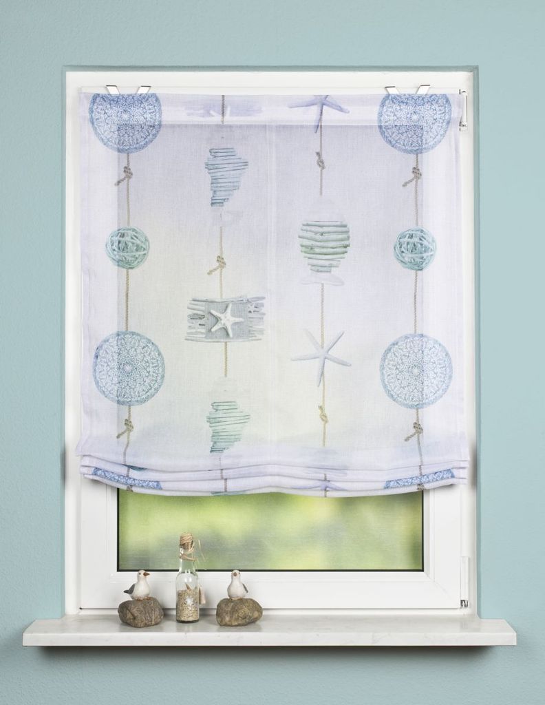 Home Wohnideen Raffrollo Batist Digitaldruck Cocoa 069796-0607 H x B 140 x 80 cm Blau