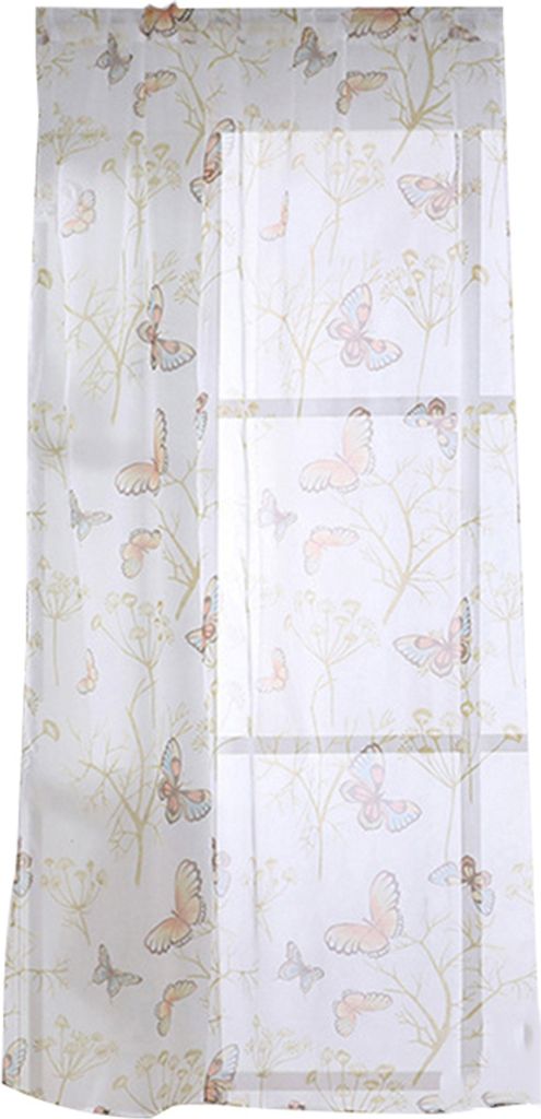 Schmetterling bedrucktes Fenstervorhang Tüll Voile purer Drapel Wohnzimmer Schlafzimmer Dekoration-Größen:100x200cm