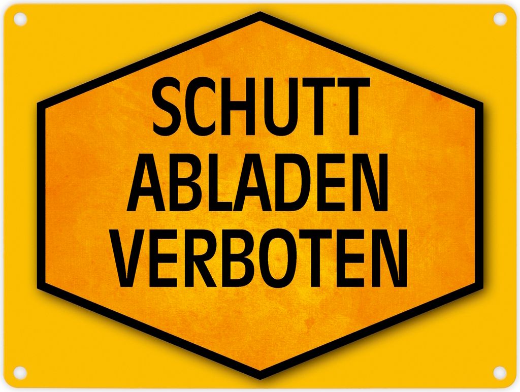 Schutt abladen verboten Warn- und Hinweisschild in Gelb und Schwarz Warnschild
