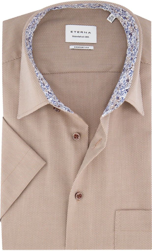 Eterna Hemd kurzarm beige bügelfrei