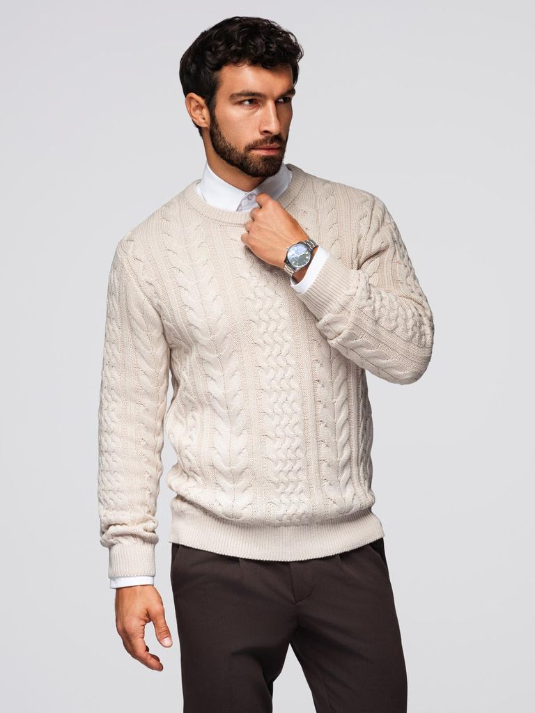 Ombre Clothing Klassischer Pullover für Männer Kiwo natur L