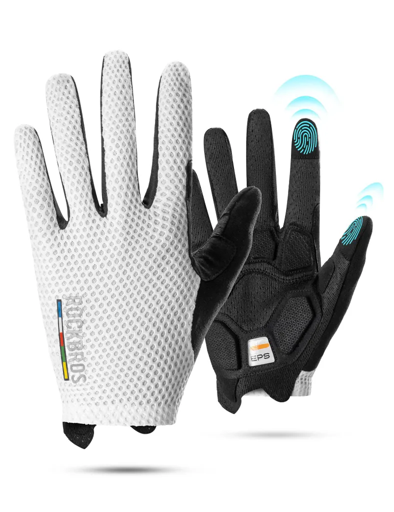 Gants de vélo tactiles avec rembourrage confort pour cyclisme XXL blanc