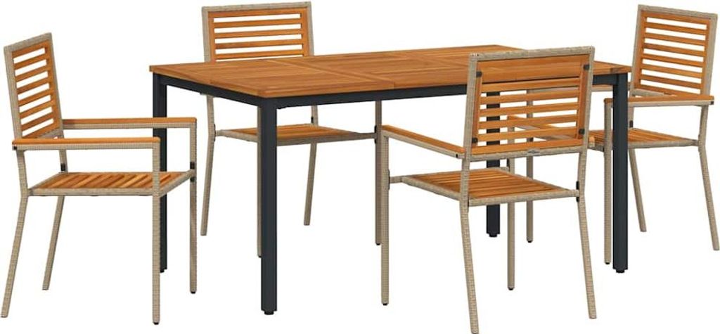 "2026 Aktion"Stuhl Terrasse - Garten Essgruppe 4er set - Balkonmöbel - Campingstuhl elegantes Design - Beige und Braun Poly-Rattan - 150x90x75cm -...