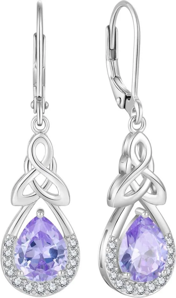 Boucles d'oreilles noeud celtique en argent 925 et alexandrite véritable