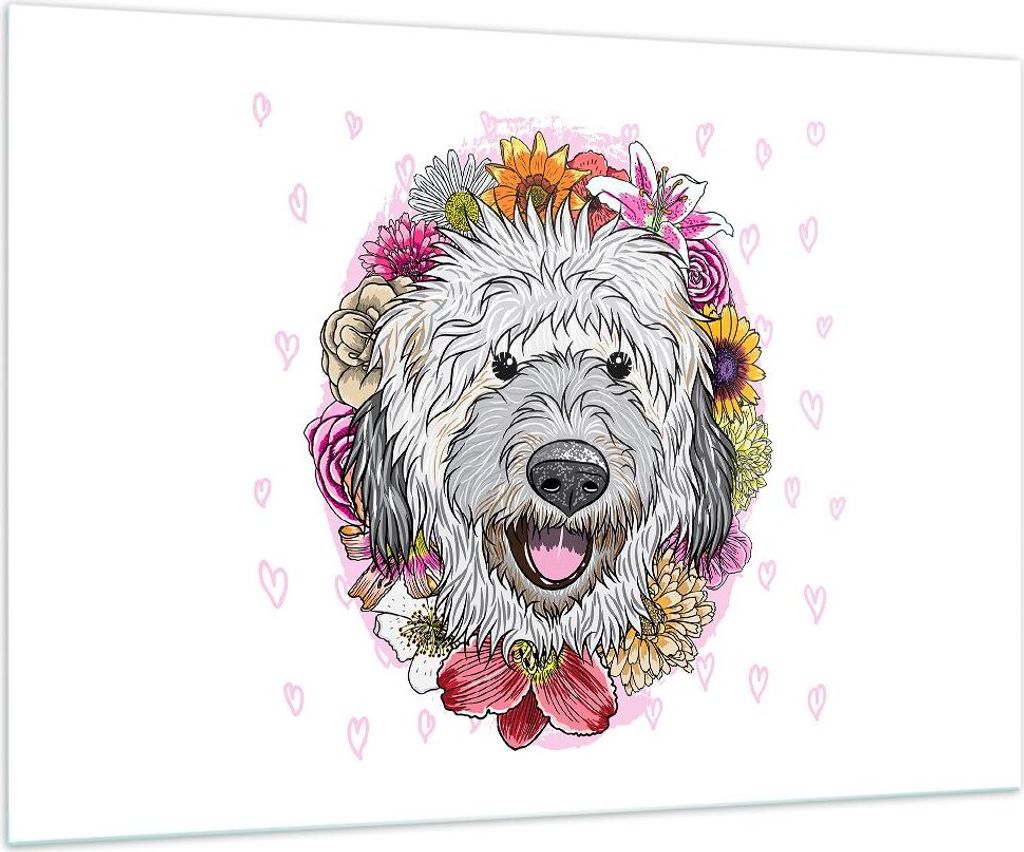 Bilder auf glas - Hund Blumen Kinder exotische - 100x70cm - Glasbilder - Wandbilder - Kunstdruck - zum Aufhängen bereit - Wanddekoration aus Glas ...