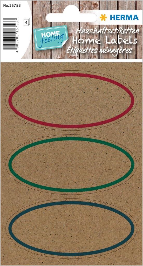 HERMA Haushalts-Etiketten HOME Silphie 76 x 35 mm oval 4 Blatt à 3 Etiketten