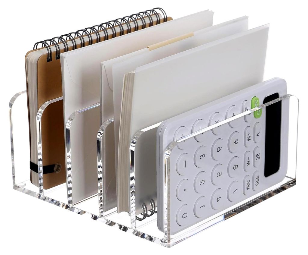 Transparenter Aktenordner für den Schreibtisch, 5 Fächer, Acryl, Dokumentensortierer, Halter für Büro, Zuhause, Schule, Schreibtischorganisation
