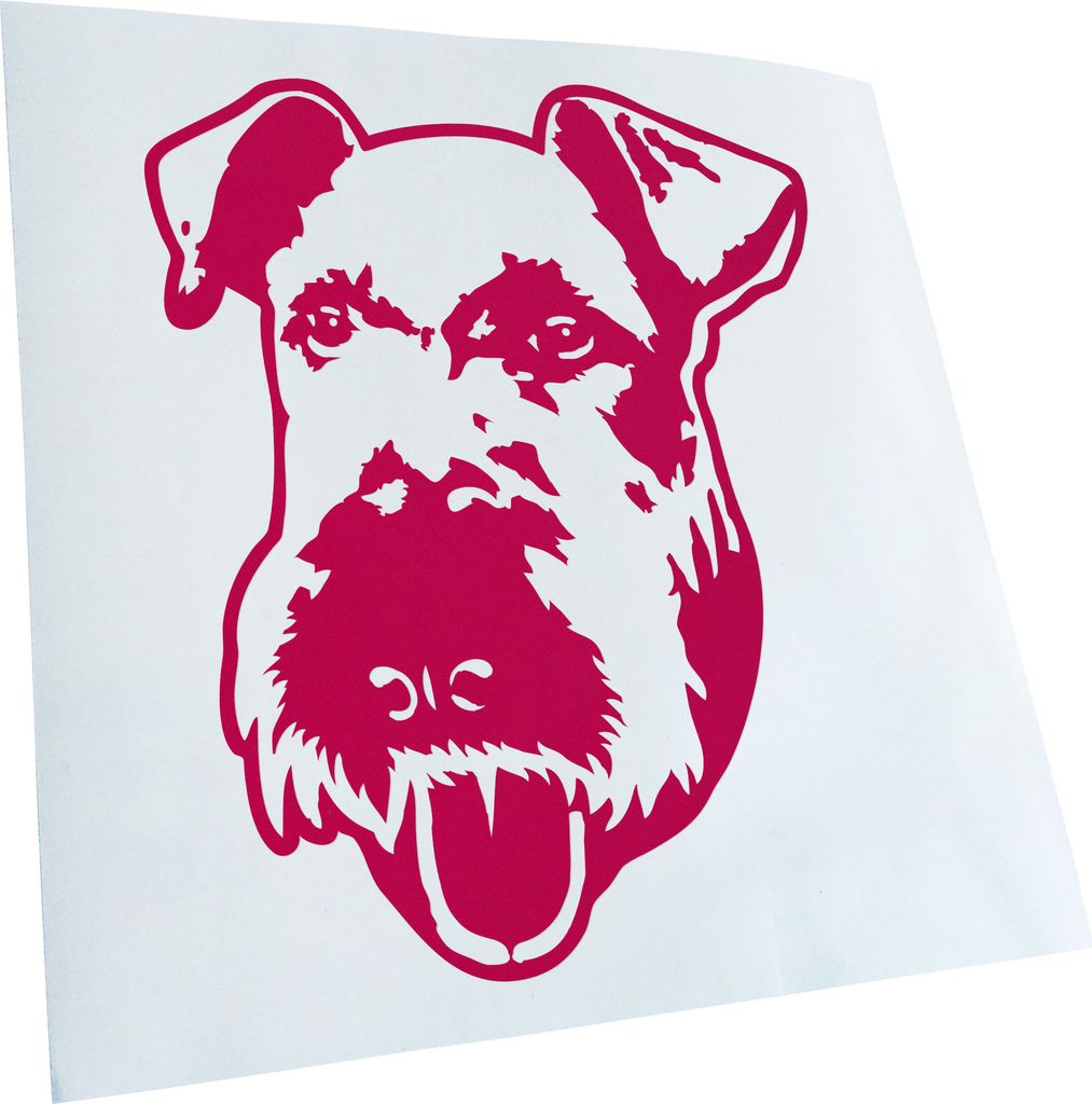 Kiwistar - Autoaufkleber - Airedale Terrier Hund - Pink - 60x50cm - Aufkleber für Auto, Laptop, Fahrrad, LKW, Motorrad mehrfarbig JDM Decal Racing