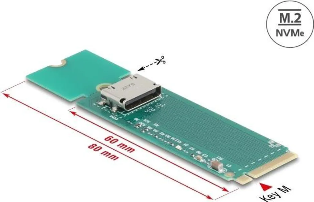 Convertisseur M.2 Key M vers SFF-8612 Delock 64348 pour Stockage U.2
