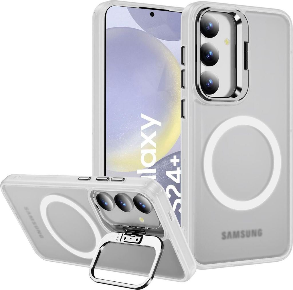 Conie Magsafe Schutzhülle für Samsung Galaxy S24 Plus Kunststoff Hard Case Magnet Cover Hülle mit Aufstellfunktion in Transparent matt