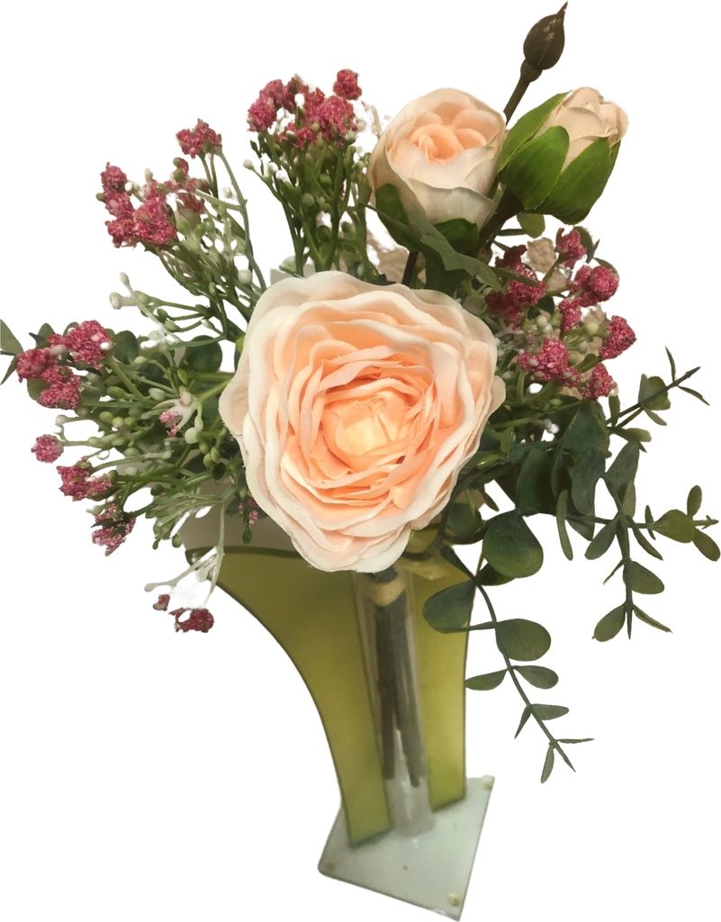 Blumenstrauß Rosen Rosenstrauß Frühlingsstrauß künstlicher Strauß Kunstblumen 36cm lang Rosa