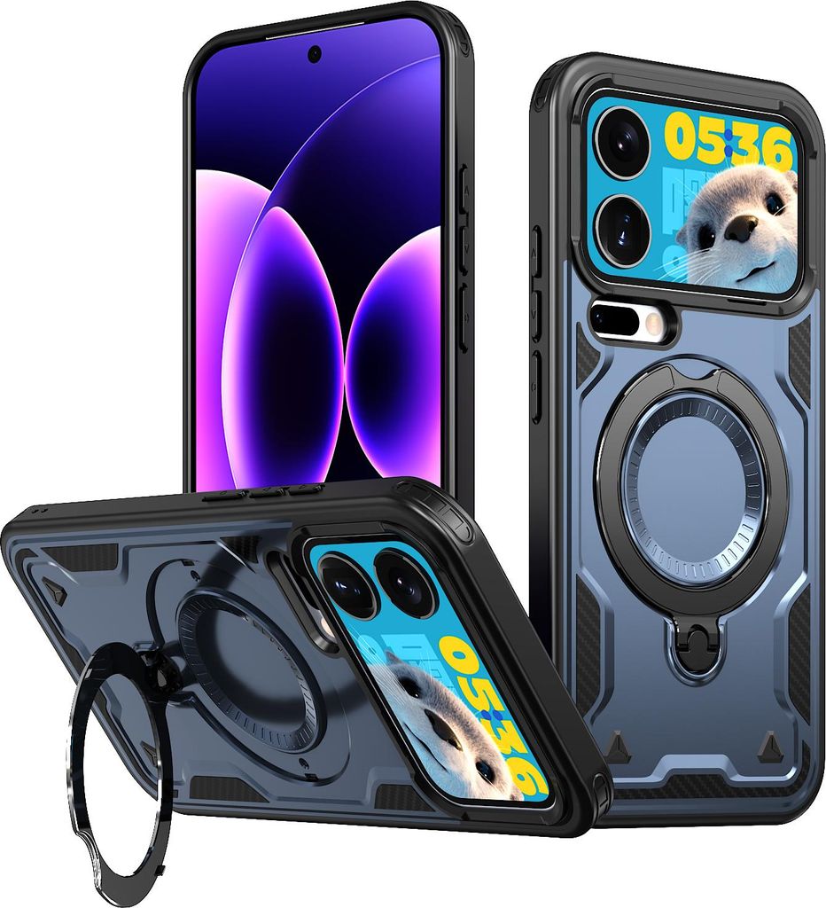 Dual Layer Hülle für Xiaomi 17 Pro Max mit Ring Ständer Magnetisch Stoßfest Handyhülle Blau