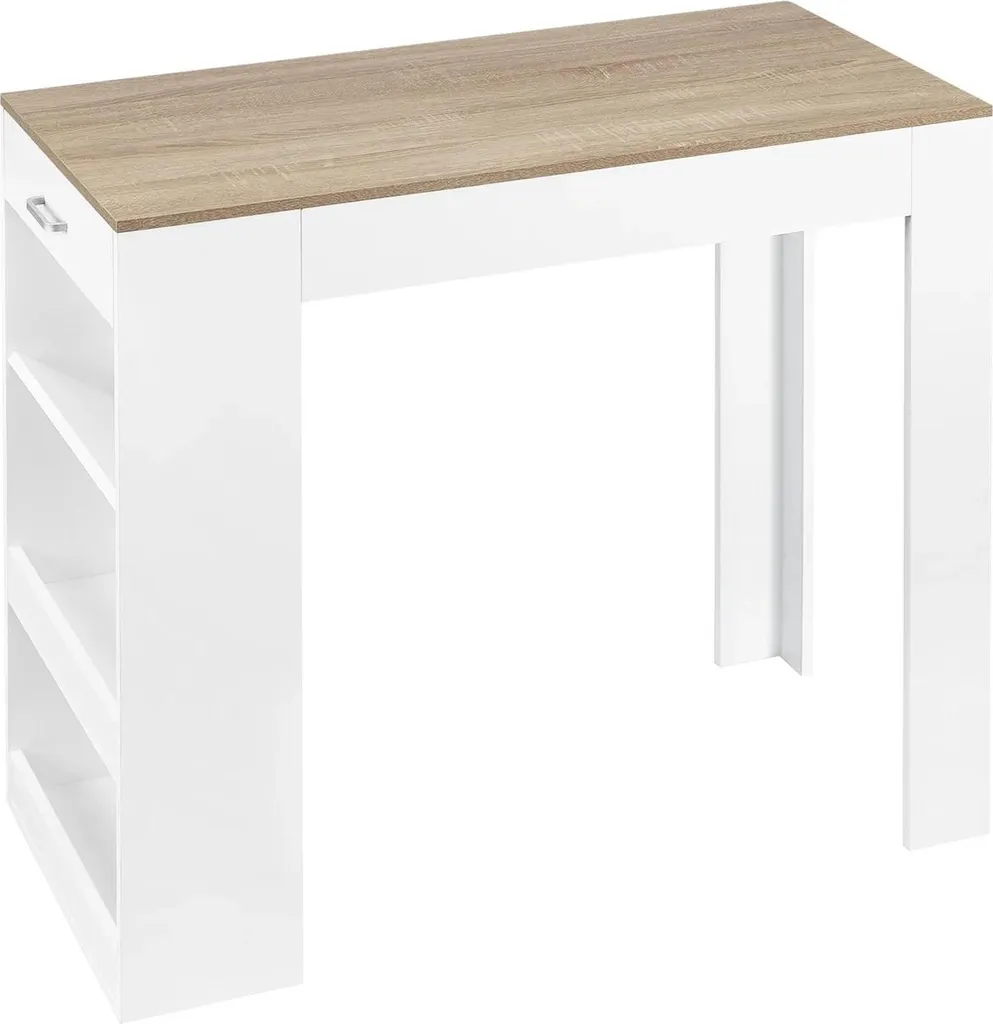 Table de bistrot haute pour 2 personnes avec étagères et rangement vin