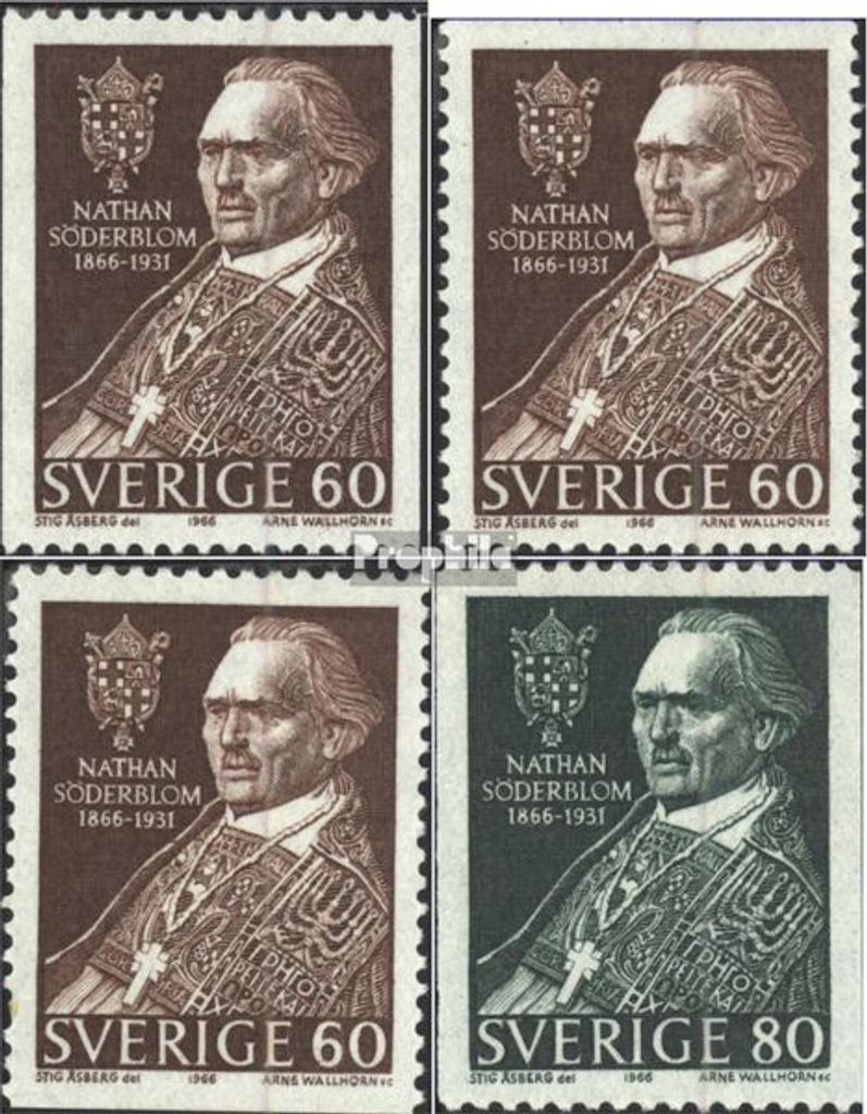 Briefmarken Schweden 1966 Mi 544C,Do,Du,545C (kompl.Ausg.) postfrisch N. Söderblom