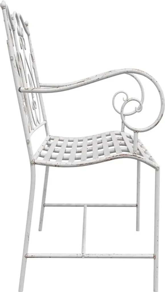 Panchina Romantica da Giardino Bianca vidaXL 104 cm Acciaio Retro - 5