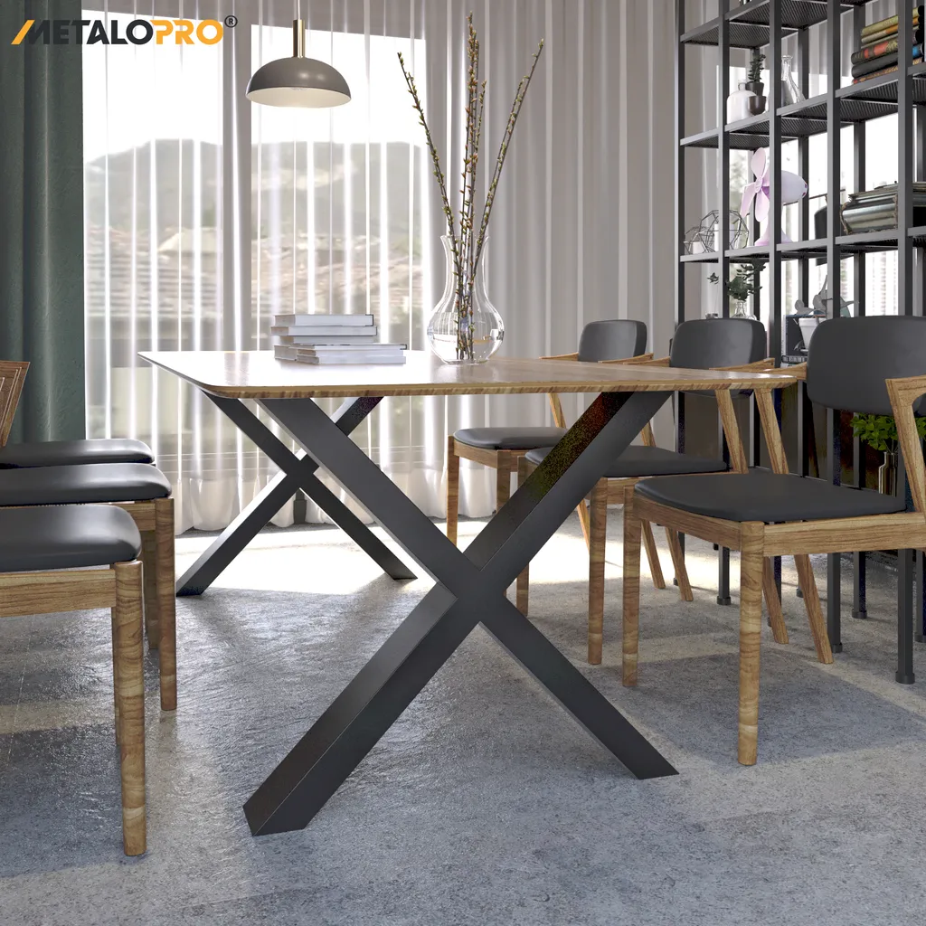 Pieds de table en métal noir style industriel pour table à manger 72cm - 4
