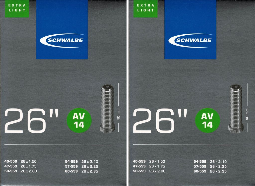 2x Schwalbe AV 14 Schlauch 26" 40/60-559 Autoventil 40mm Produktbild 