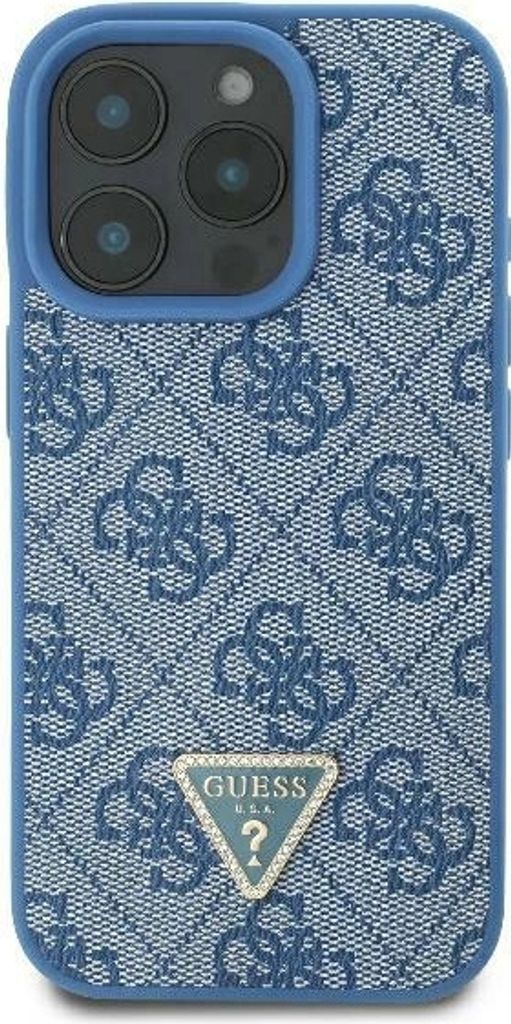 Guess GUHCP16SP4TDSCPB iPhone 16 6.1" blau hardcase Leder Metal Logo Strass Crossbody Schutzhülle