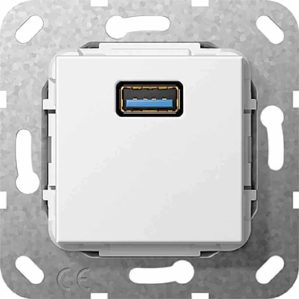 Support USB de charge encastrable Gira avec raccordement flexible