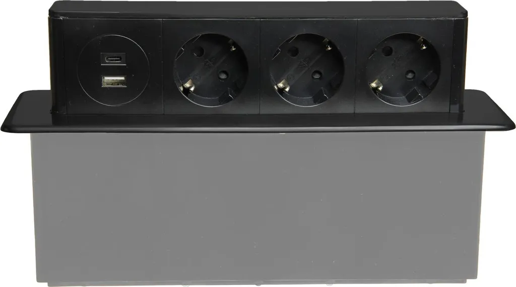 Multipresa a Scomparsa per Mobili con USB C e 3 Prese Schuko
