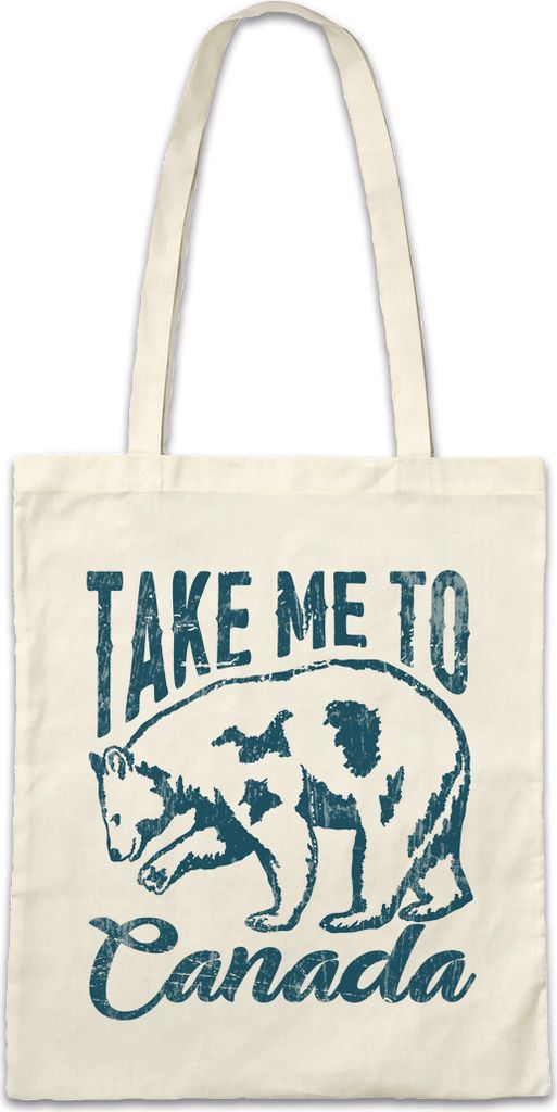 Urban Backwoods Take Me To Canada, Stofftasche, Farbe: Beige