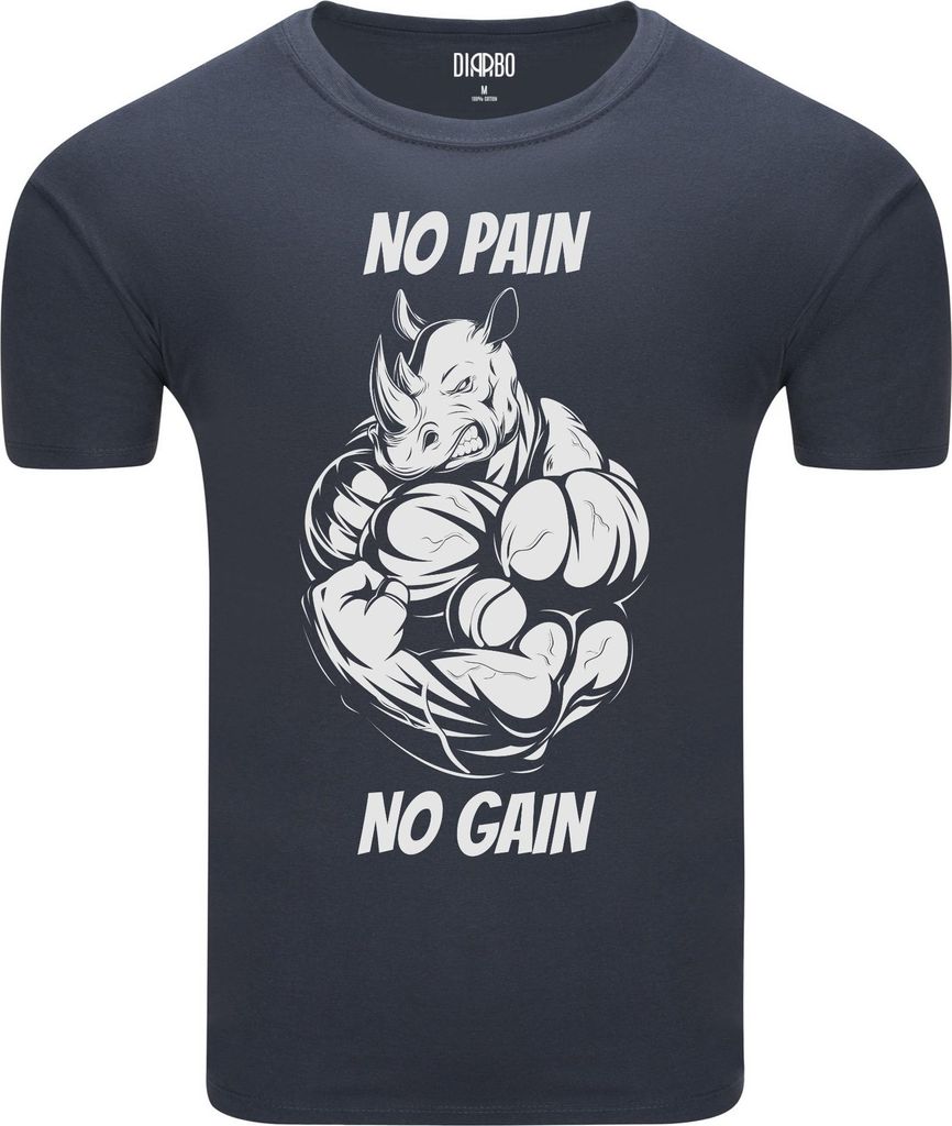 Herren-T-Shirt mit Fitnessbegeisterte Druck Kein Schmerz, kein Preis Dunkelgrau Gr.XXL