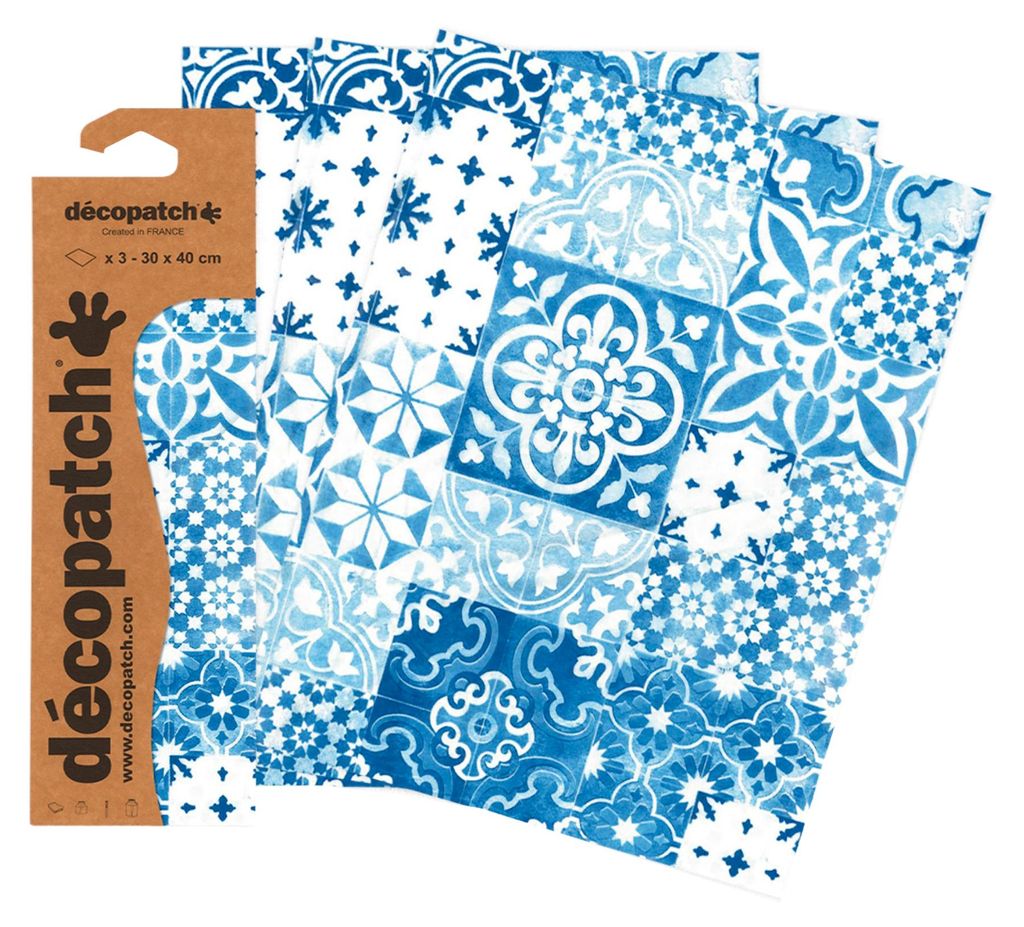 Papier Décopatch Mosaïque bleue 3 feuilles 30 x 40 cm 20 Image du produit 