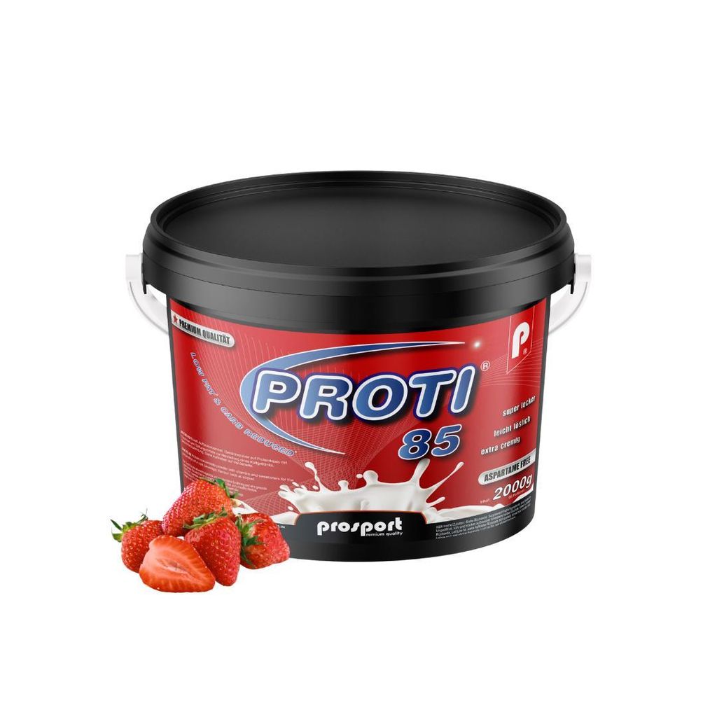 Prosport Proti 85 – Erdbeere 2000g - Mehrkomponenten-Protein mit Whey, Casein & Eialbumin – 10 Vitamine, BCAAs & EAAs – Eiweißshake, extra...