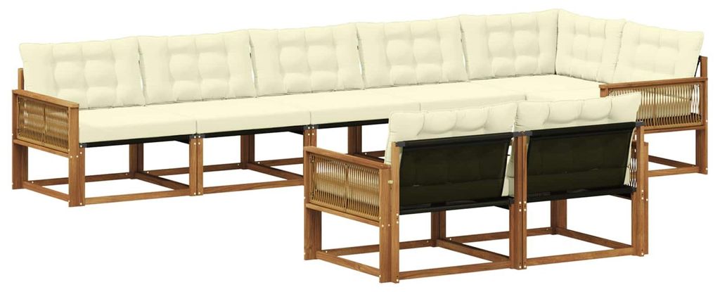 vidaXL Outdoor-Sofagarnitur mit Kissen 8 pcs Natur und Creme