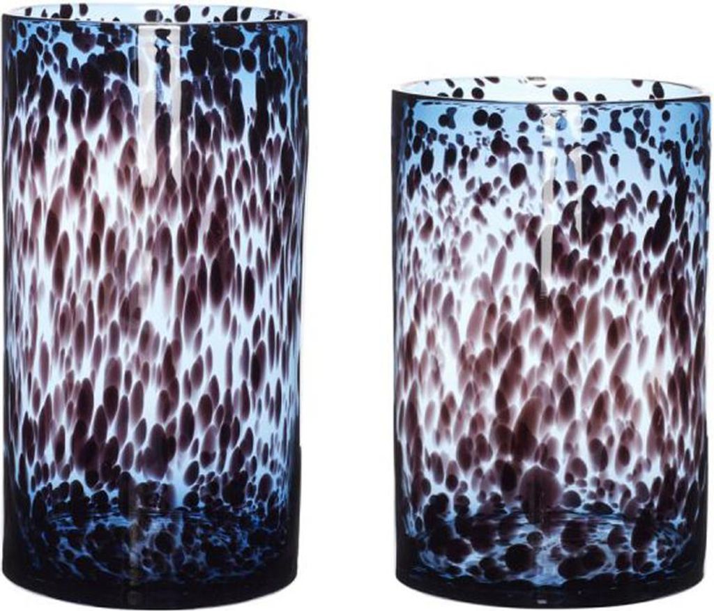 Hübsch Vase LEO blau burgundy 2er Set | Ø 20x37 cm
