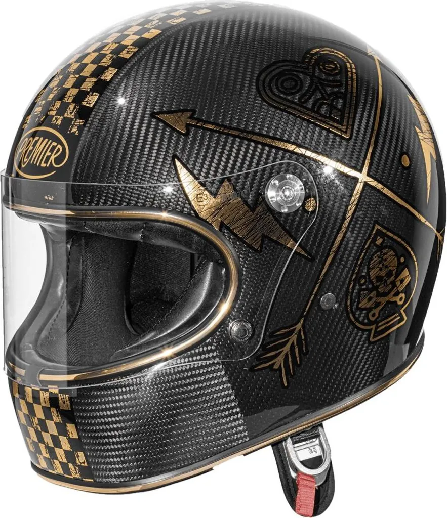 Casque Moto Carbone pour Moto Classique Premier Trophy Gold Chrome S