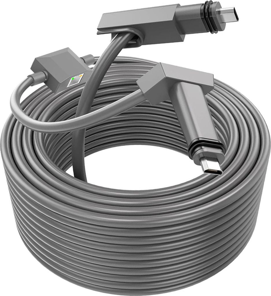 2-in-1-Ersatzkabel mit Ethernet-Adapter, 1200 Mbit/s, rechteckiges Satellitenkabel für V2-Satellitenantenne, 2 m + 0,9 m