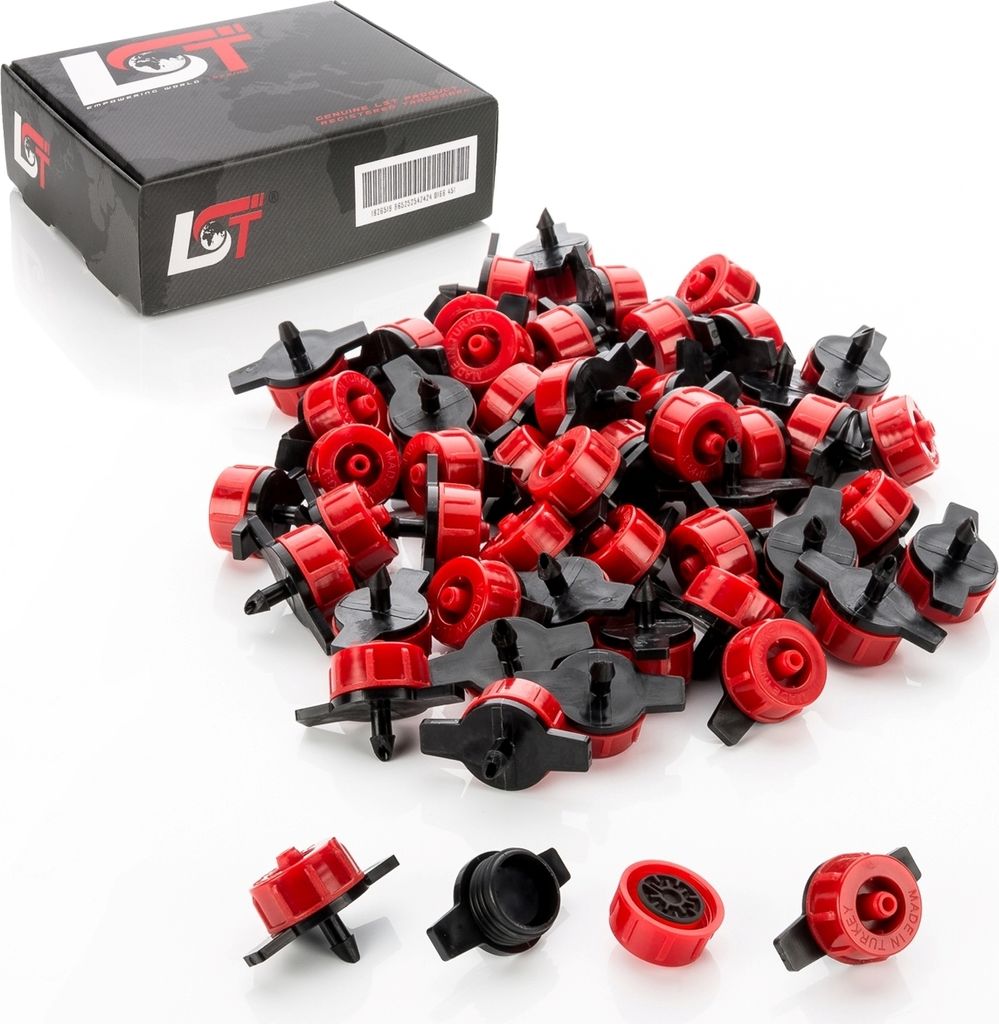 50x Micro Dripper Mini Tropfer Garten Bewässerung druckreguliert rot 4L/h