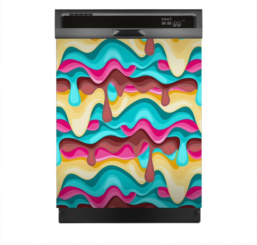 Aufkleber sticker 60x70 cm Dekorative folie Spülmaschine - Zitrone und Banane Eiscreme
