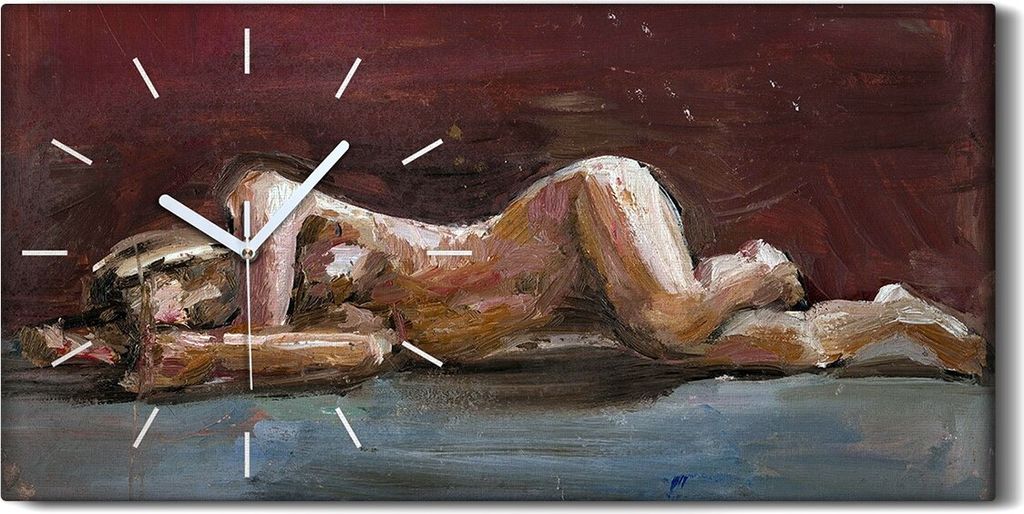 Leinwand Wanduhr Wandkunst Uhr 60x30 Malerei Abstrakte Frauen Anatomie Kunst - weiße Hände