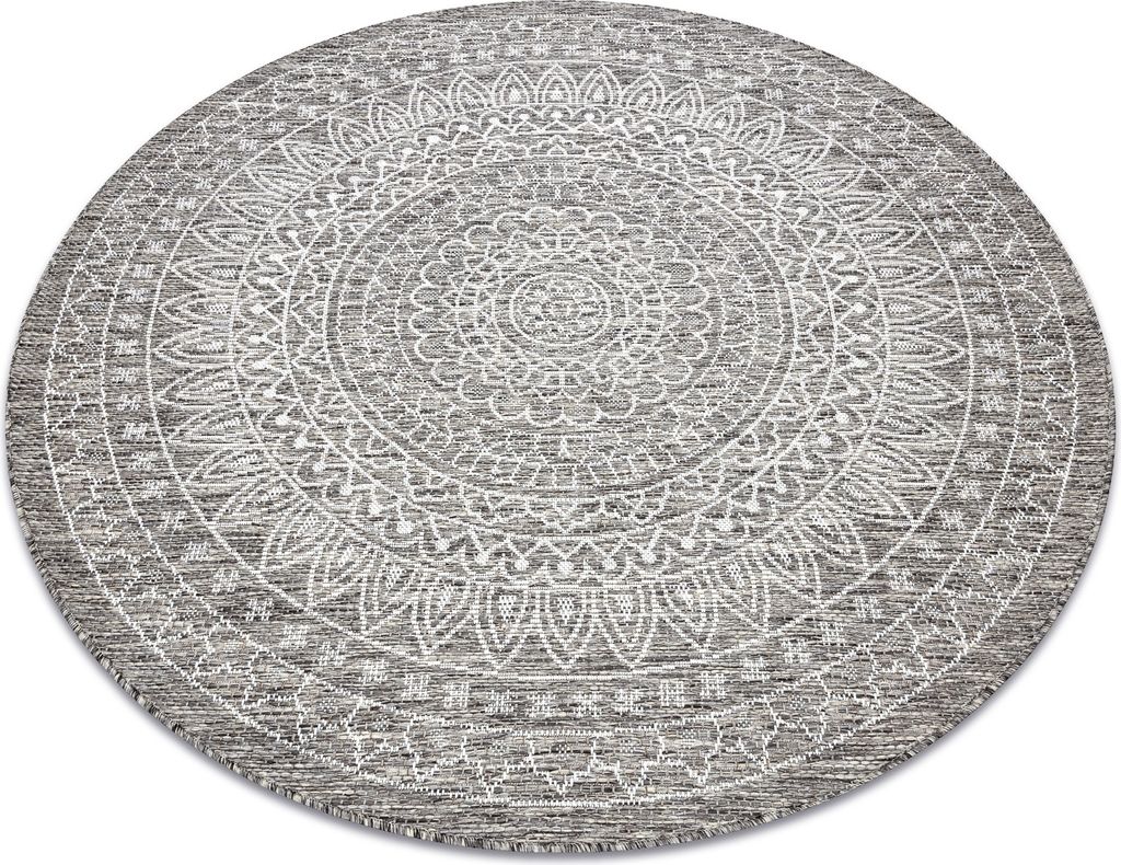 Teppich SISAL LOFT 21207 Rosette BOHO Kreis elfenbein/silber/taupe beige rund 160 cm