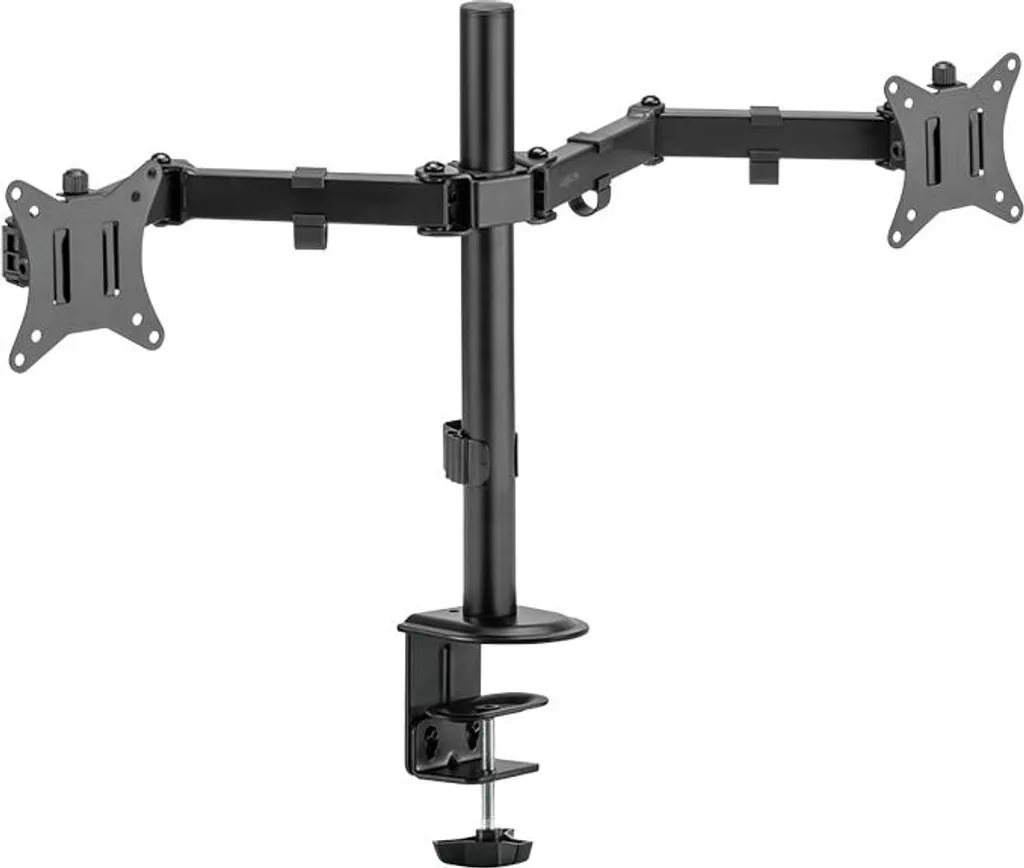 LogiLink BP0172 Bras pour Double Écran 376mm avec Pince de Table Noir