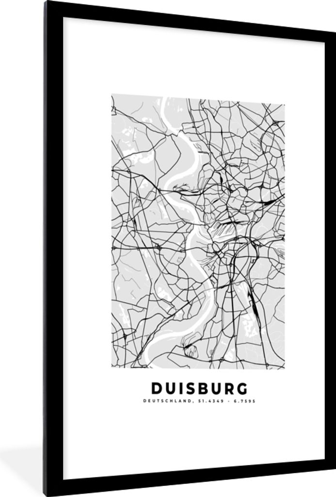 MuchoWow® Gerahmtes Poster Karte - Duisburg - Deutschland - Produktbild 