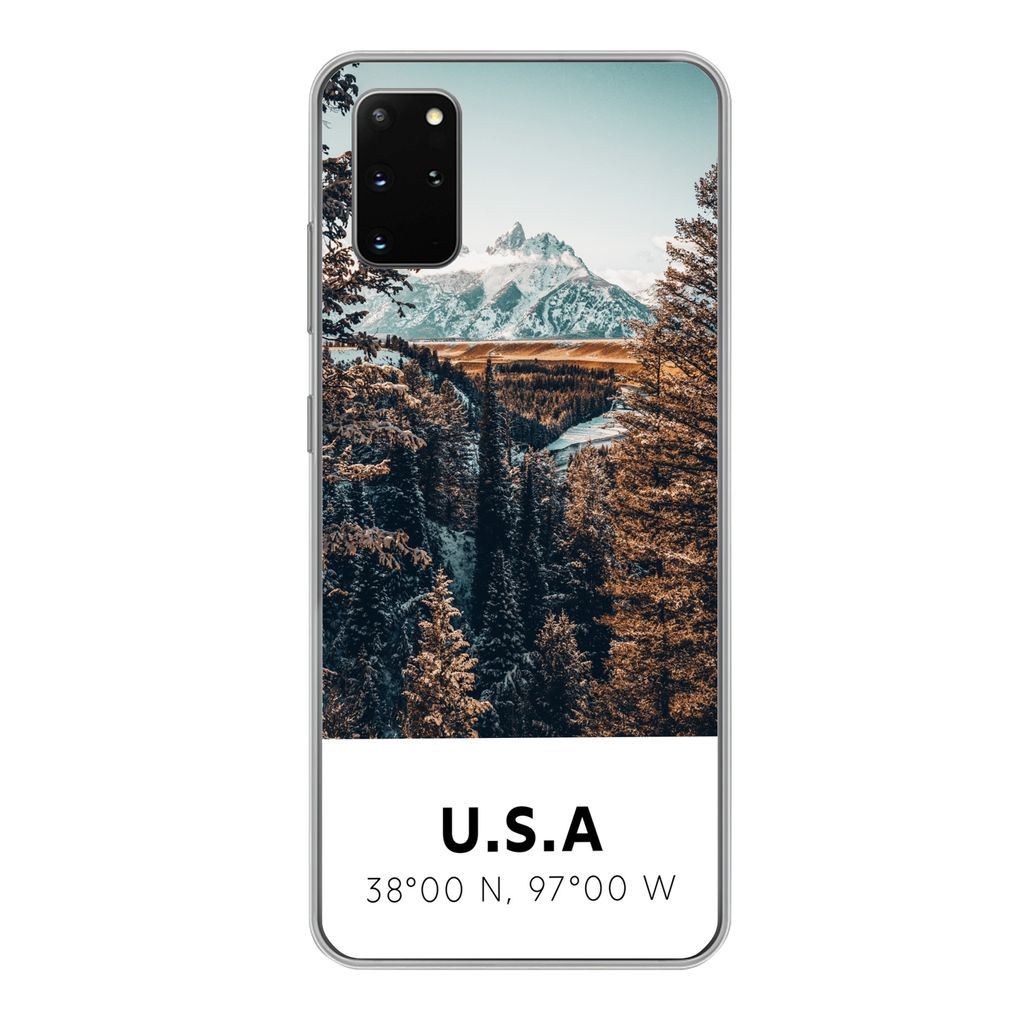 MuchoWow Handyhülle Schutzhülle Hülle für Samsung Galaxy S20 Plus Amerika - Berge - Bäume Silikon Softcase Handy Hülle - Hartschale