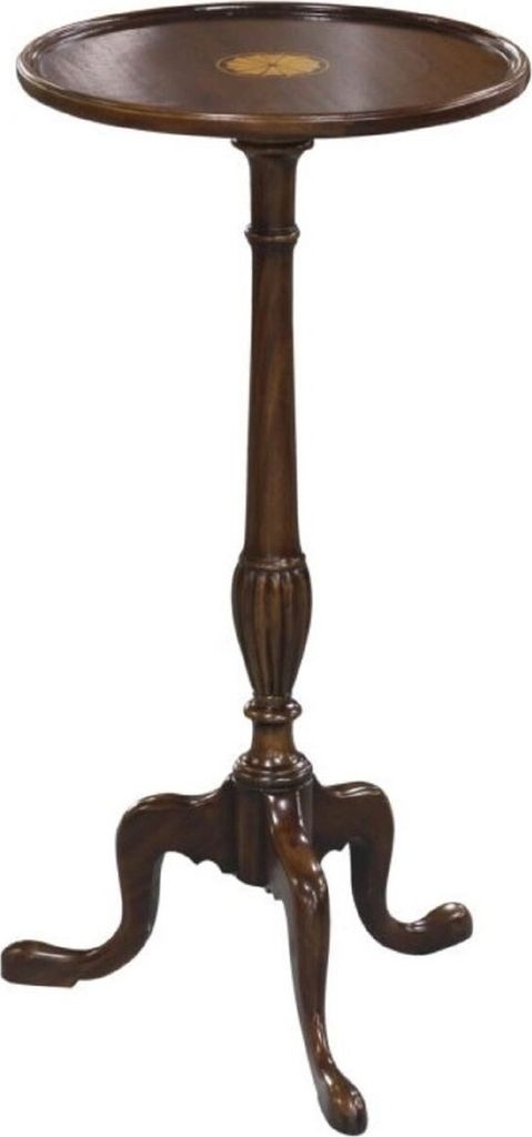Casa Padrino Luxus Barock Beistelltisch Dunkelbraun / Gold Ø 30 x H. 62 cm - Runder Mahagoni Blumentisch