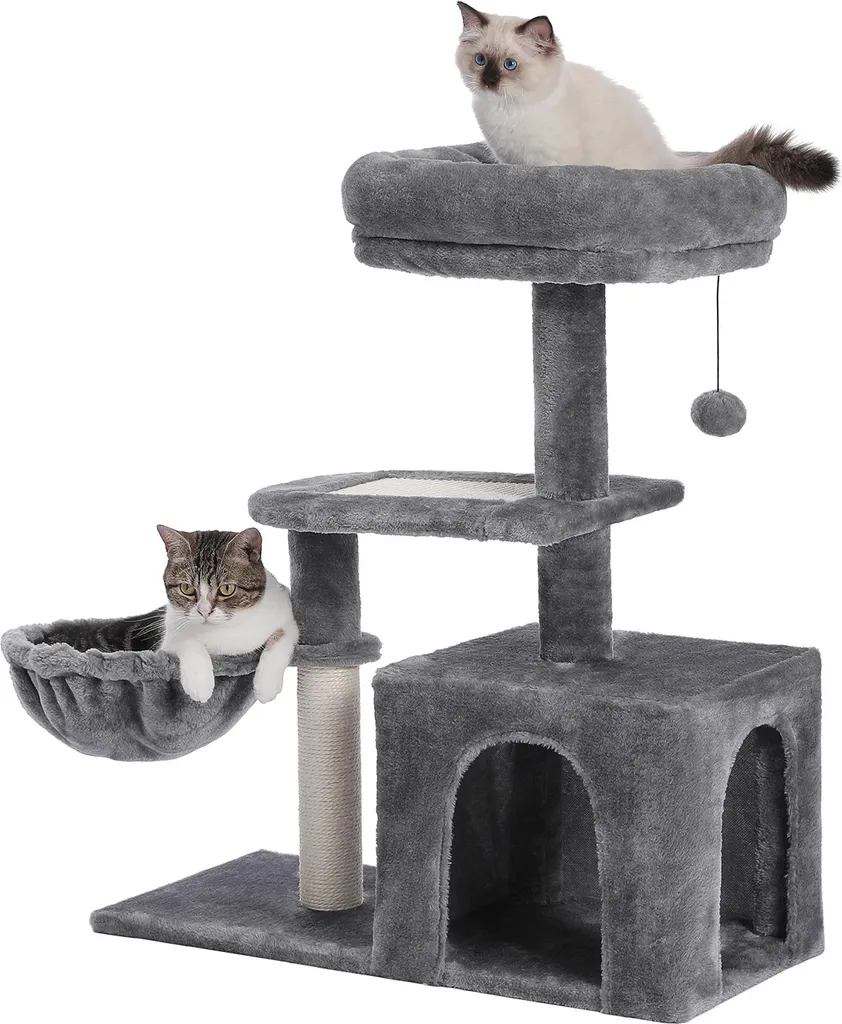 Tour de griffage pour chat à 4 étages et plateformes douillettes AMT0174