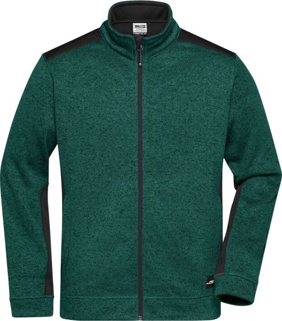 Pflegeleichte Strickfleece Jacke im Materialmix dark-green-melange/black, Gr. XXL