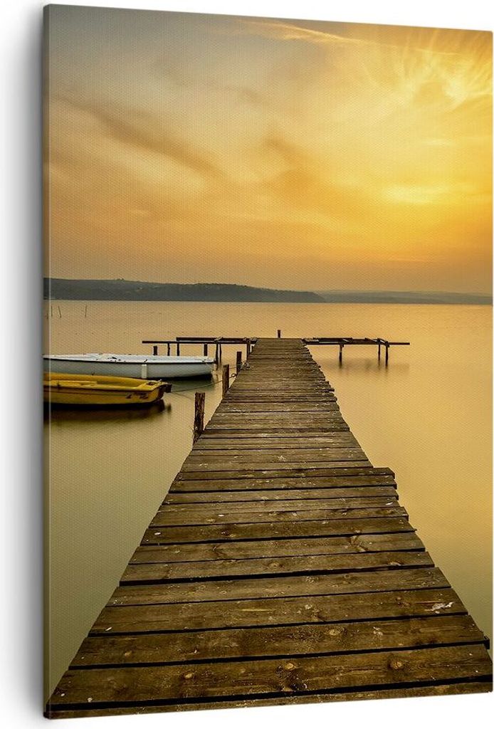Bild auf Leinwand - Leinwandbild - Einteilig - See Brücke - 50x70cm - Wand Bild - Wanddeko - Wandbilder - Leinwanddruck - Kunstdruck - Wanddekorat...